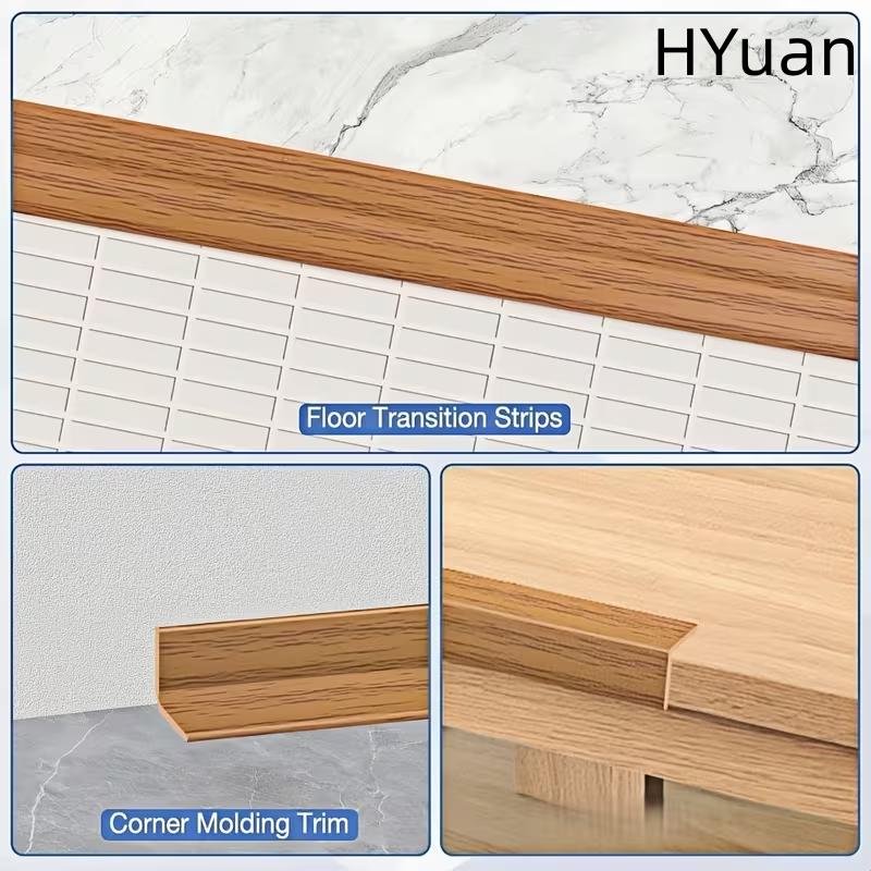 HYuan 1 шт. 2 м / 78,74 дюйма самоклеящийся ПВХ уголок для защиты стен, декоративная кромочная отделка с текстурой дерева, ударопрочный уголок