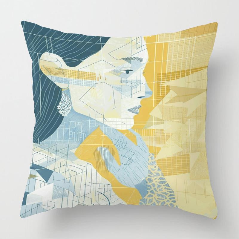 Винтажная наволочка с иллюстрацией фигуры 45x 45см, декоративная наволочка для подушки для спальни, дивана, универсальная для четырех сезонов, разнообразие по желанию