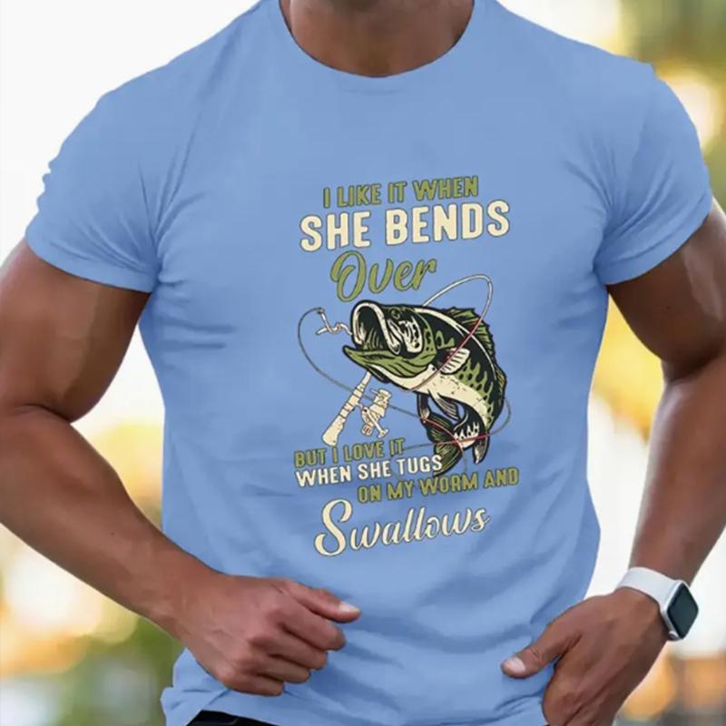 Новая летняя мужская модная футболка с принтом «рыболовная удочка», мужская футболка, топ