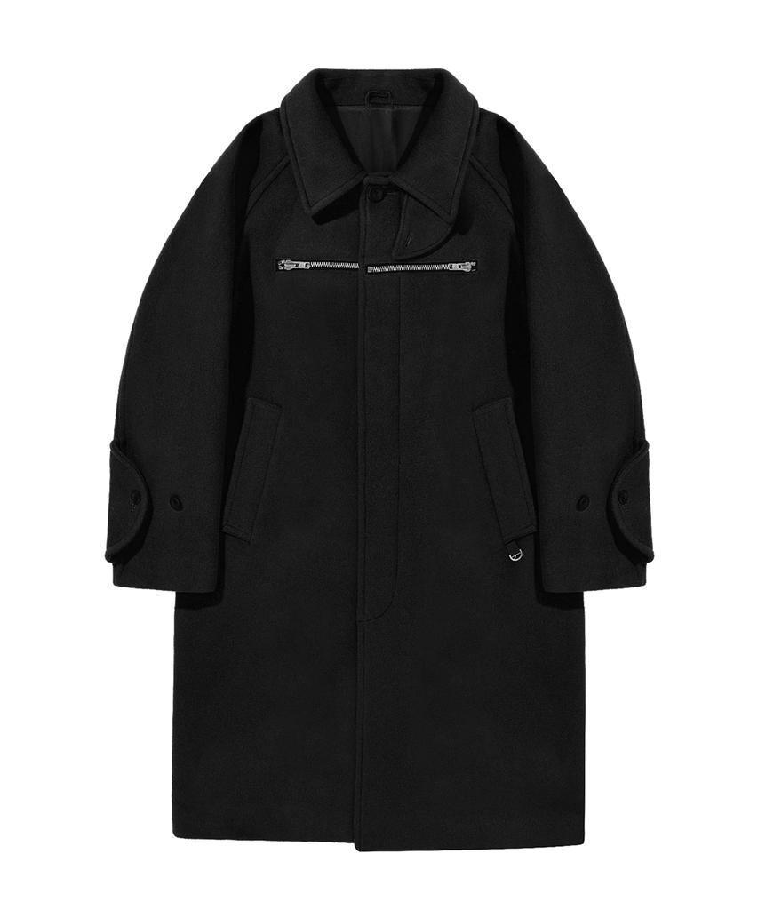 Openyard(Oy) F.Z Balmacaan Coat-Black