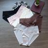 Women's Anti Bacterial Lace Traceless Satin Sexy Low Rise Breathable Briefs