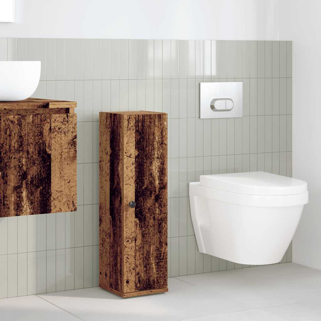 Bathroom Cabinet with Toilet Paper Holder Rustic Wood Look 20.5 x 22 x 72 cm
