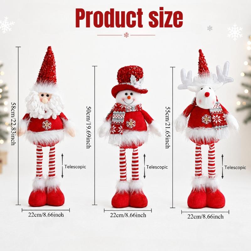 1PC Christmas Retractable Decorative Ornament, Sequin Hat Santa Snowman Elk Home Window Holiday Decorative Ornament