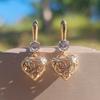1 Pair Exquisite Hollow Heart Shape Dangle Earrings for Women Cubic Zirconia Jewelry Daily Wedding Party Accessories