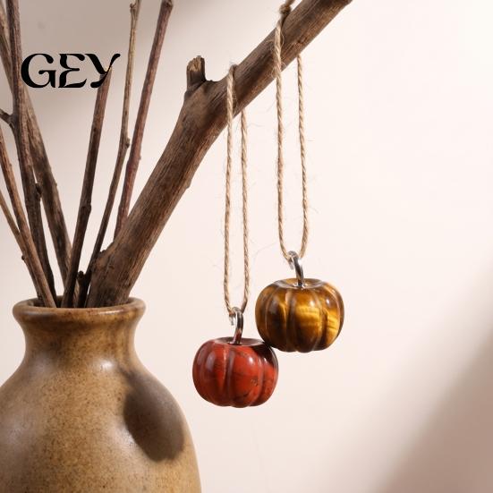 Festive Atmosphere Decorations Natural Crystal Carved Pumpkin Charm, Mini Gemstone Pendant Pumpkins for Home Decor Jewelry DIY Making, Halloween Micro