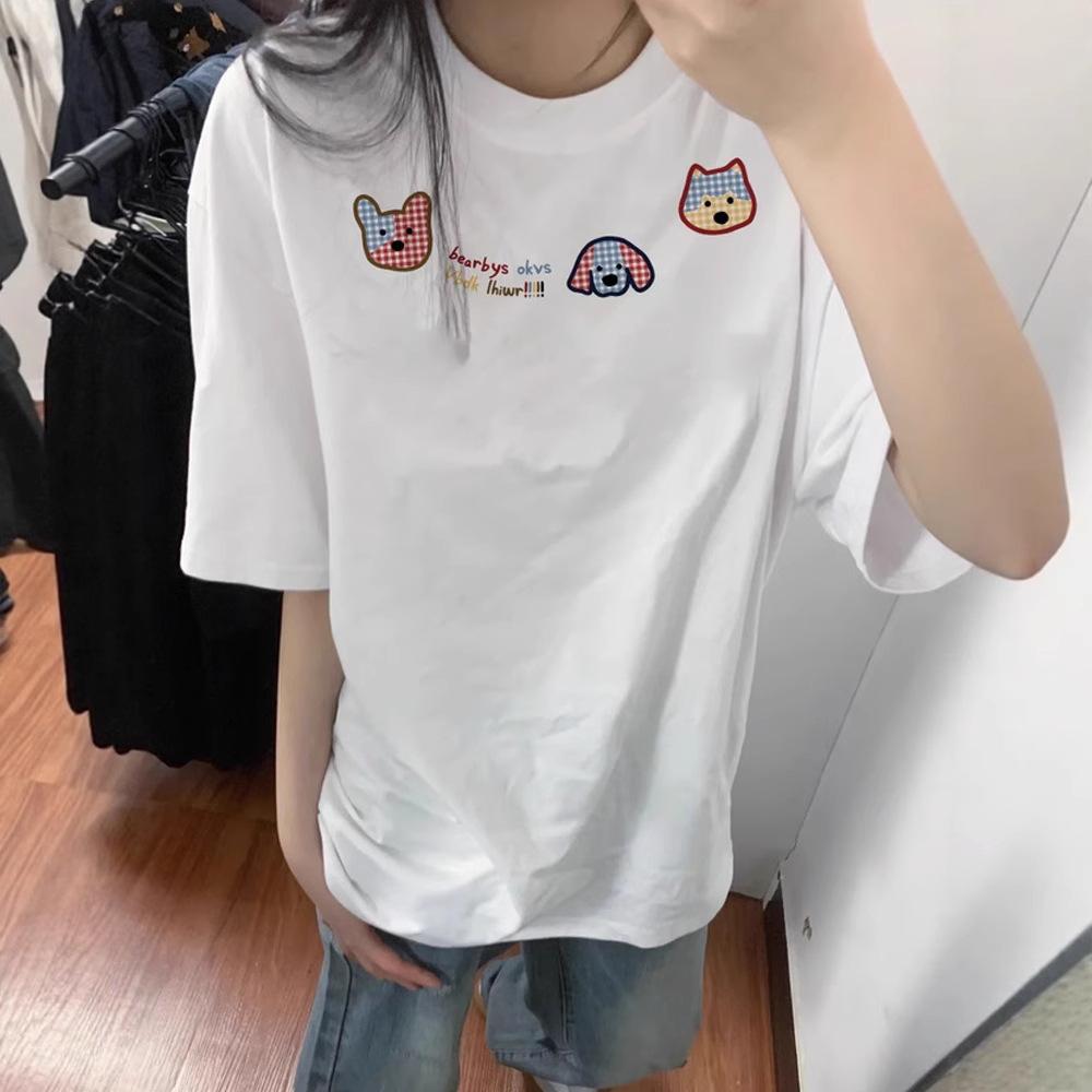 Summer new cartoon cute puppy short-sleeved T-shirt female sweet wind design casual versatile loose girl top