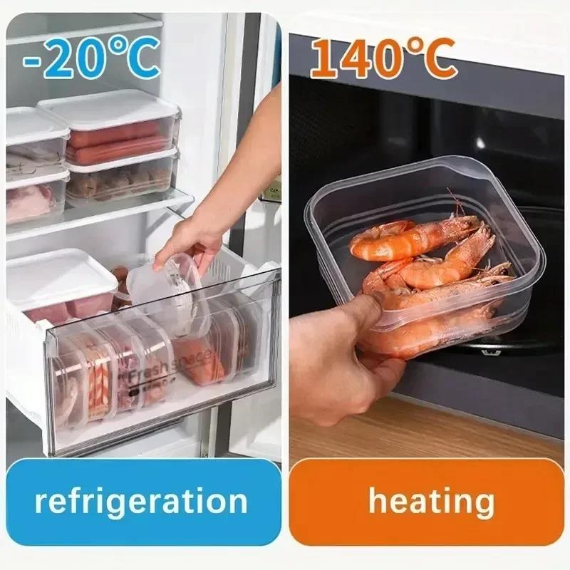 1/10PC Small Food Preservation Boxes Refrigerator Frozen Meat Vegetable Fresh-Keeping Box Transparent Kitchen Sealed Storage Box 2