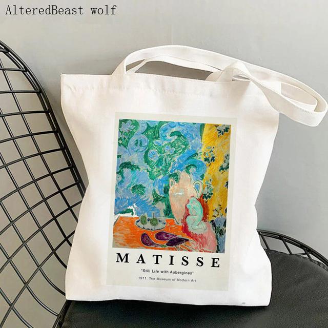 Женская сумка-шоппер Henri Matisse, цветная сумка с цветочным узором, Harajuku, парусиновая сумка-шоппер, сумка для девочек, сумка через плечо, женская сумка
