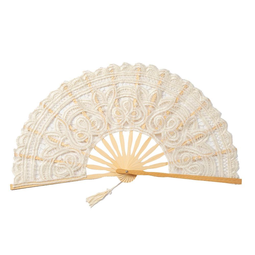 Hollow Ribs Vintage Lace Hand Fan Tassel Pendant Dance Handheld  Fan  Party Accessories