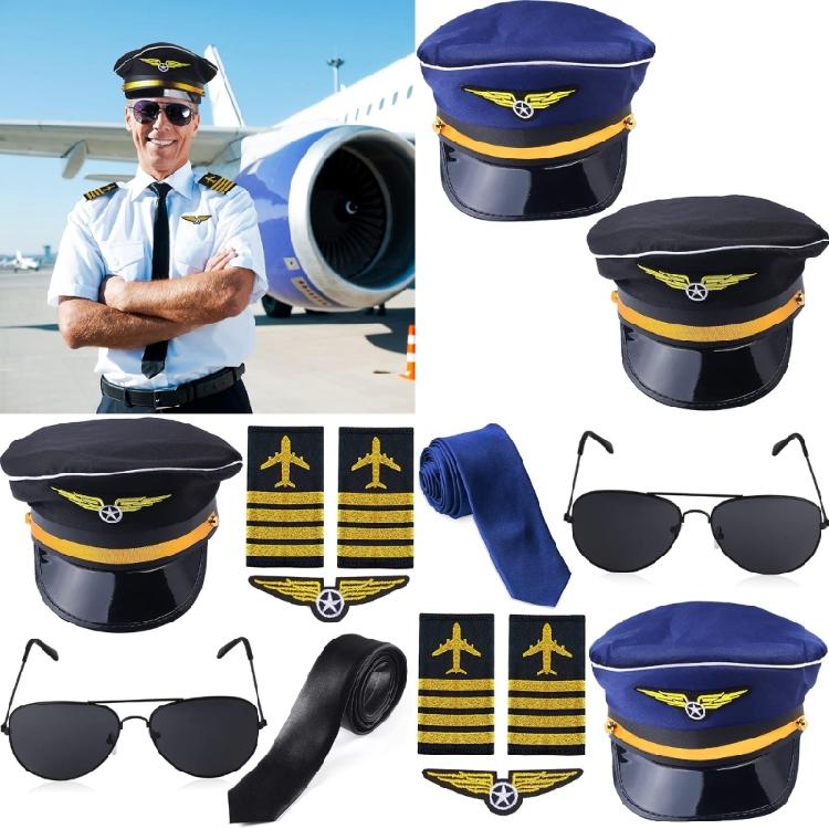 Аксессуары для костюма Капитана Шляпа Капитана Погоны Uniform вышитая аппликация Очки Галстук для мужчин Косплей
