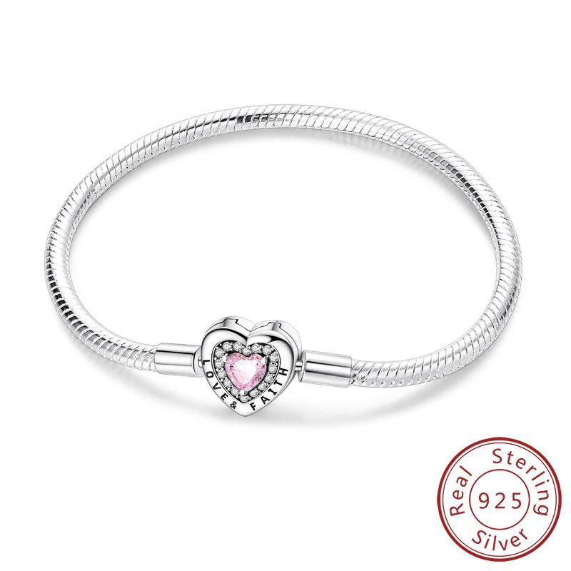 Authentic Original Bracelet High Quality Fine Jewelry Bangle Copper Metal Charm Bead Component Bracelet High Quality Fine Jewelry 17-20CM Love Cross