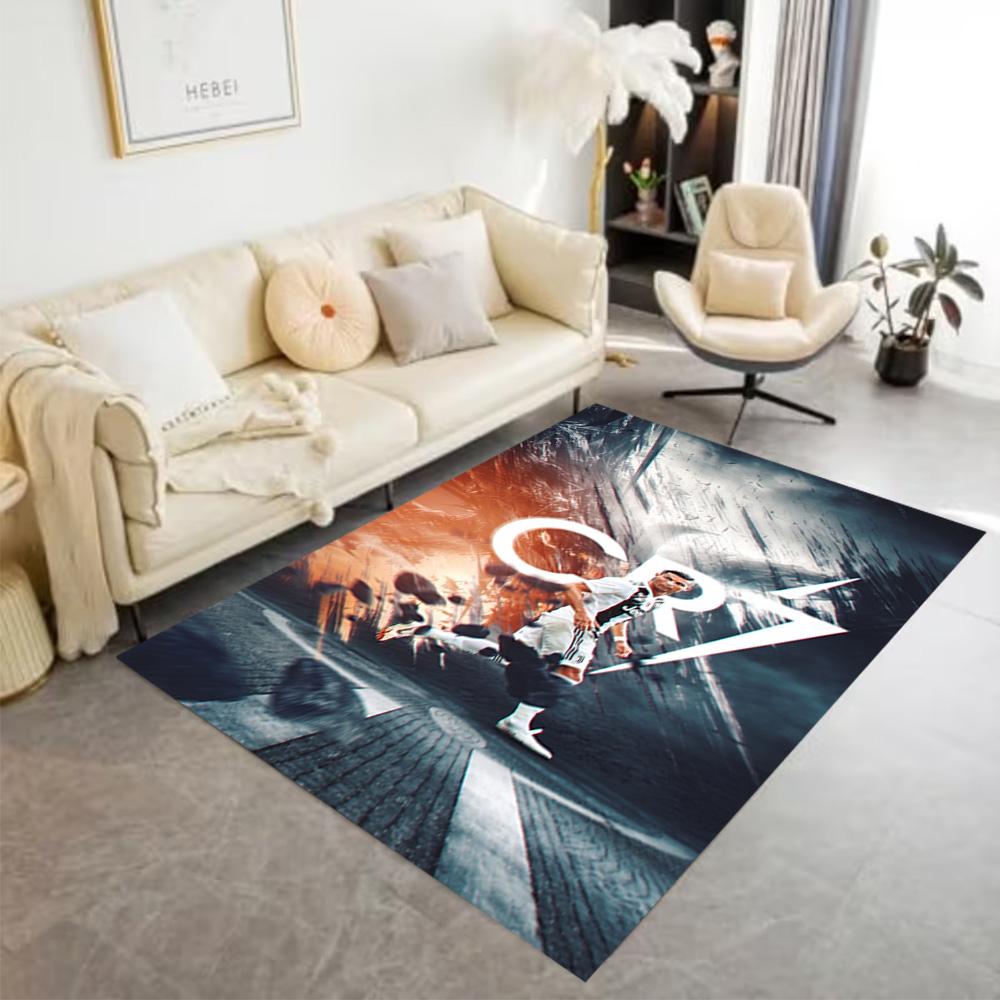 Powerful Football Legend Cr7 Area Rug Perfect for Entryway Kitchen Game Room Balcony Antislip Carpet Anime Office Decor
