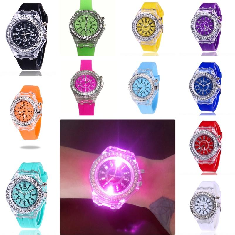 Стильные унисекс кварцевые часы с прозрачным циферблатом, светящиеся в темноте и водонепроницаемые, спортивные часы Geneva из силикона