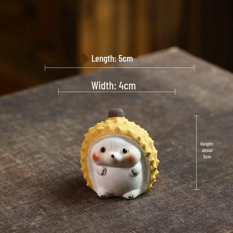 Yixing Zisha Tea Pet: Durian Hedgehog, Cat & Piglet Lid Rest - Cute, Nurturable Ornament for Tea Play