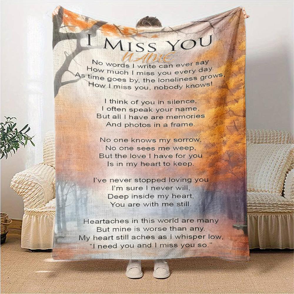 I Miss You Lightweight Customizable Blanket Personalized Name Warmthful Decor Perfect For Sofa Couch Office Bed Picnics For All Occasions Stylish