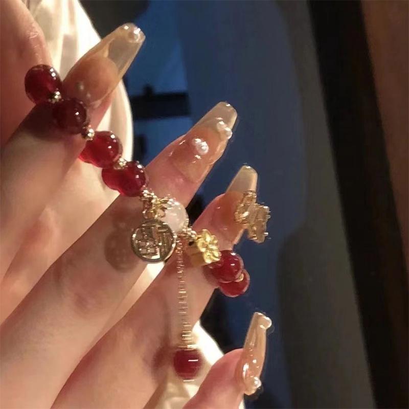 Креативный браслет из бисера в китайском стиле, винтажный легкий роскошный браслет с цветком персика, женский ювелирный подарок