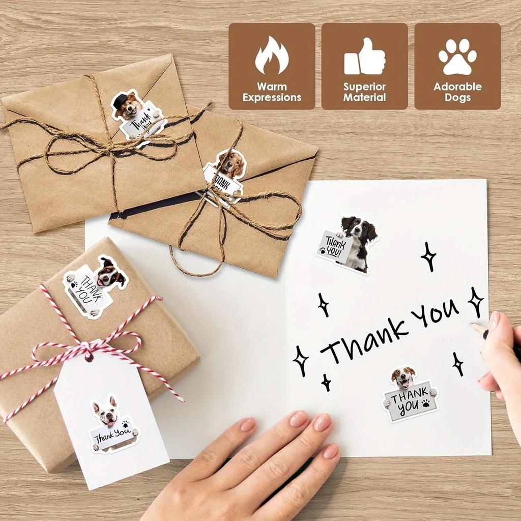 Cute Puppy Adhesive Labels with Mixed Breed Designs & Paw Prints, Self-Adhesive for Small Business Packaging, Pet Store Gifts
