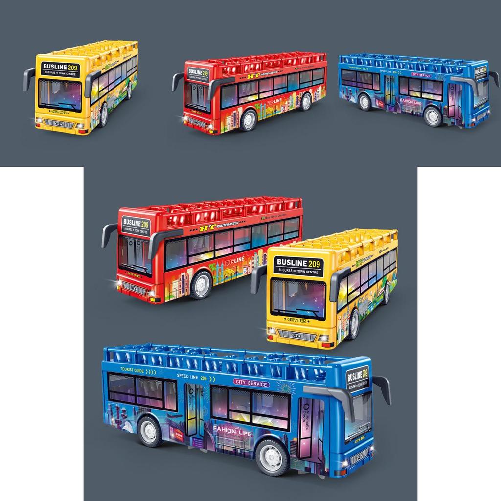 Inertia City Sightseeing Bus Toy With Light Sound Doors For Kids Play
