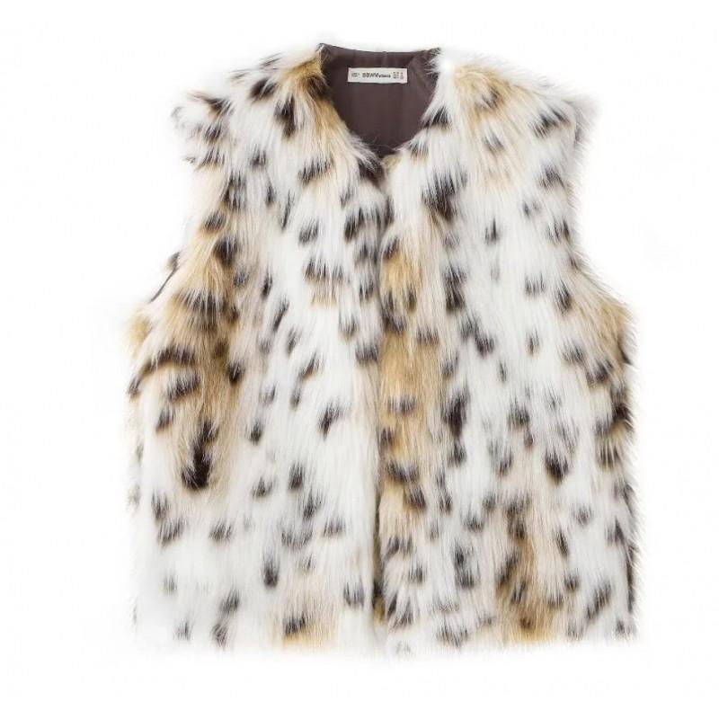 Womens Faux Fur Effect Jacket Coat Loose Fit Long Sleeve Leopard Print Casual Chic Outerwear