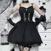 Gothic Women Dress Sleeveless Lace Black Bodycon Mini Dresses Y2K Grunge Punk Haraiuku Lolita Fairy Clothes