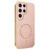 For Samsung Galaxy S23 Ultra Phone Case Carbon Fiber Textured Electroplated TPU Back Cover