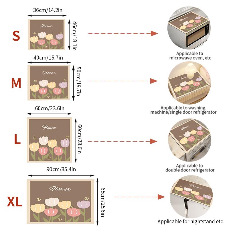 Цветочный принт Пылезащитный чехол для стиральной машины Коврик для сушки посуды Настольный впитывающий коврик Пылезащитный чехол для микроволновой печи Кухонные принадлежности для ванной комнаты