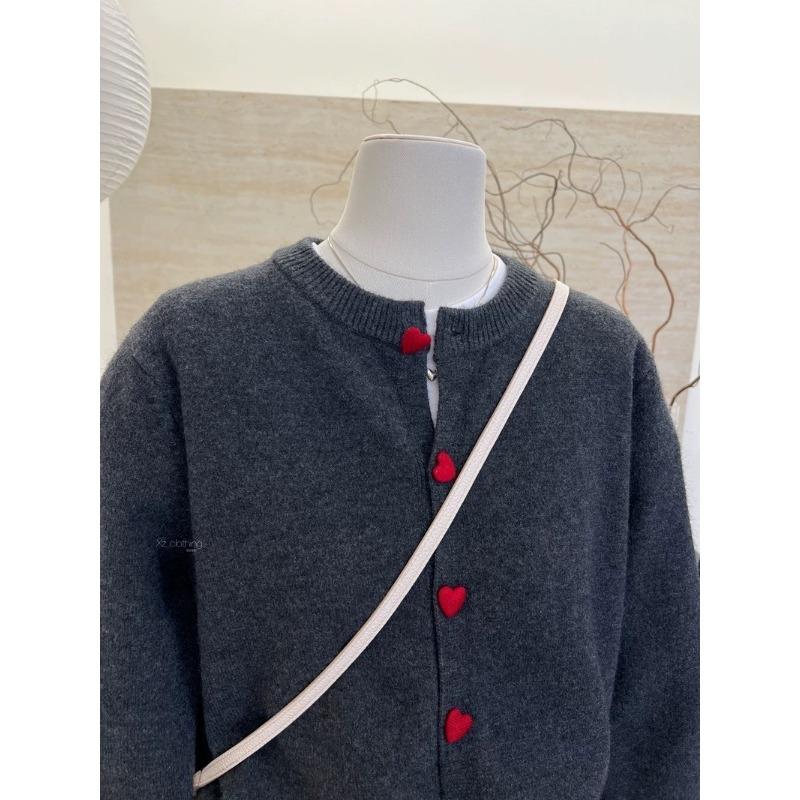 Women S Korean Style Round Neck Long Sleeve Knit Cardigan Sweater
