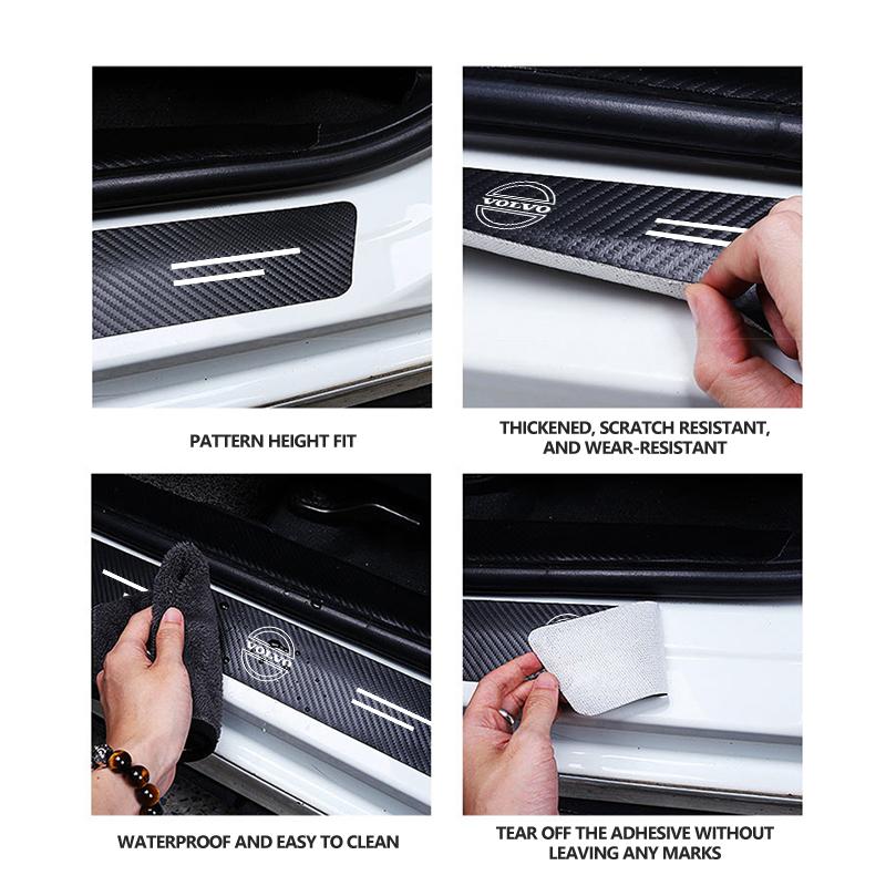 ycpkt5 Car Door Threshold Scuff Plate Carbon Fiber Sill Protector Stickers For Volvo V60 V50 V40 S80 S60 S90 C40 XC40 V70 XC70 XC60