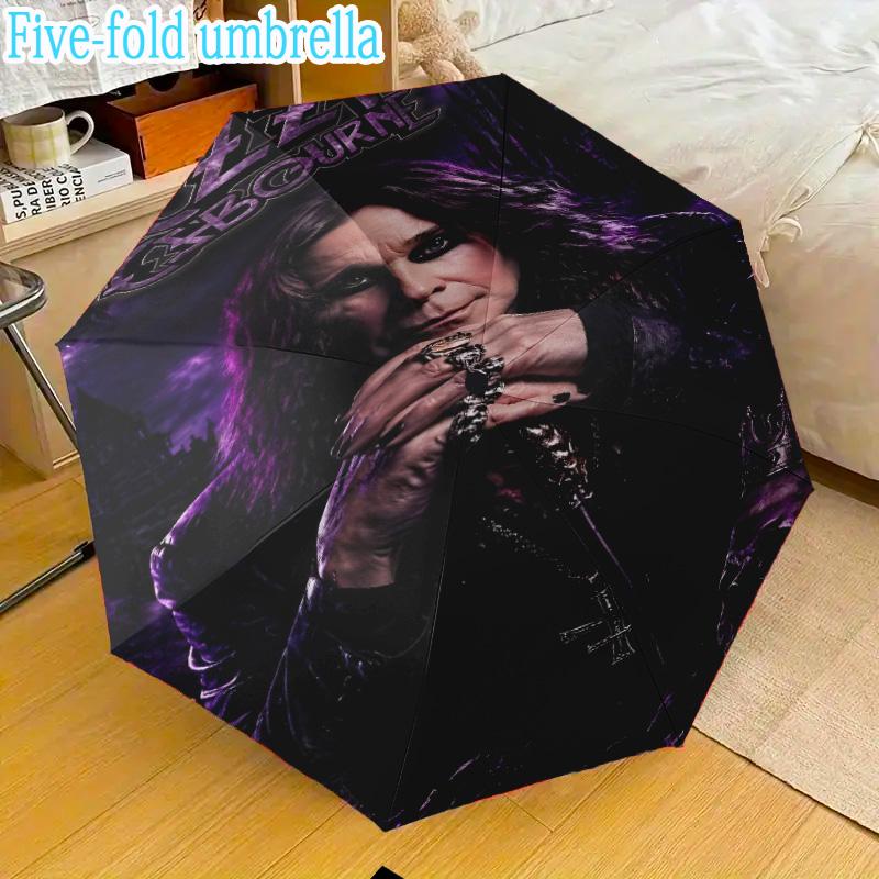 Ozzy Metal Legend Mini Umbrella, 5-Fold, Lightweight, Retractable Umbrella Features 8 Ribs, Ideal for Outdoor Use Birthday Gifts