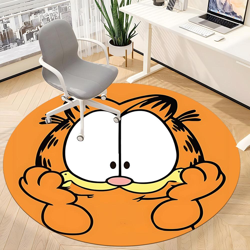 1pc Garfield Cat Office Round Area Rug,Bedroom Living Room Home Decor, Room Deco a1016124