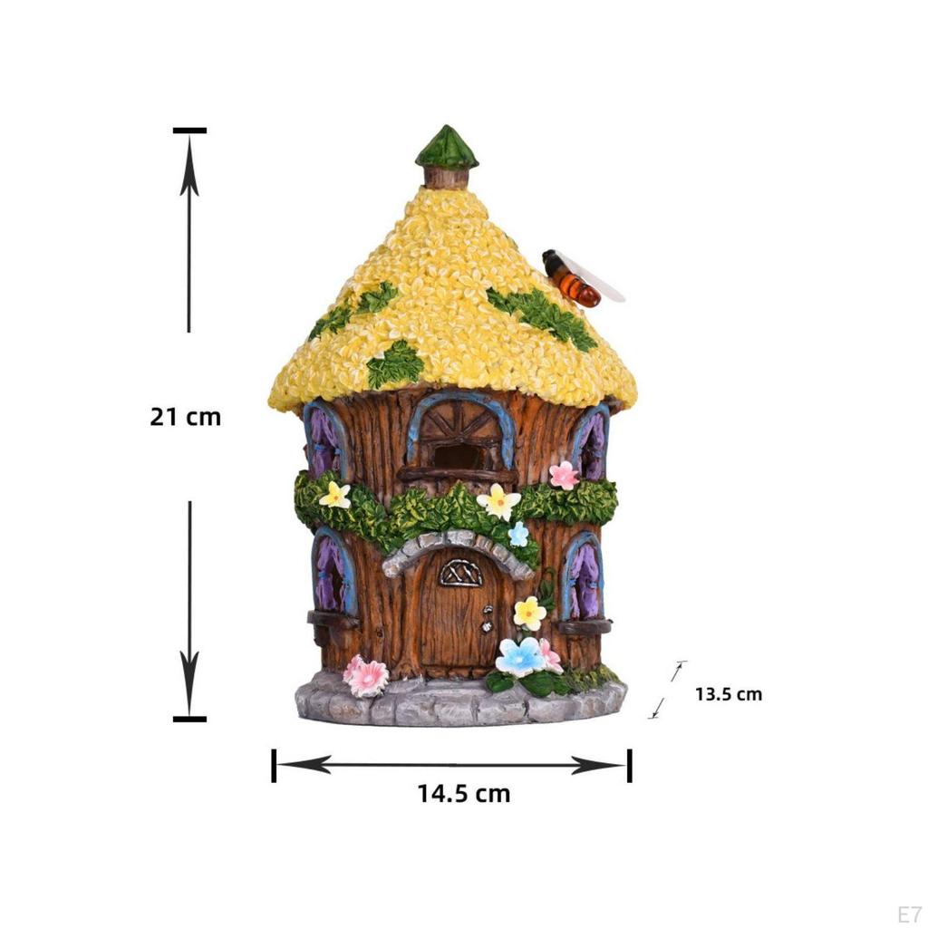 Storybook Shelter LED Solar Resin Cottage Sculpture for Garden, Yard, Patio