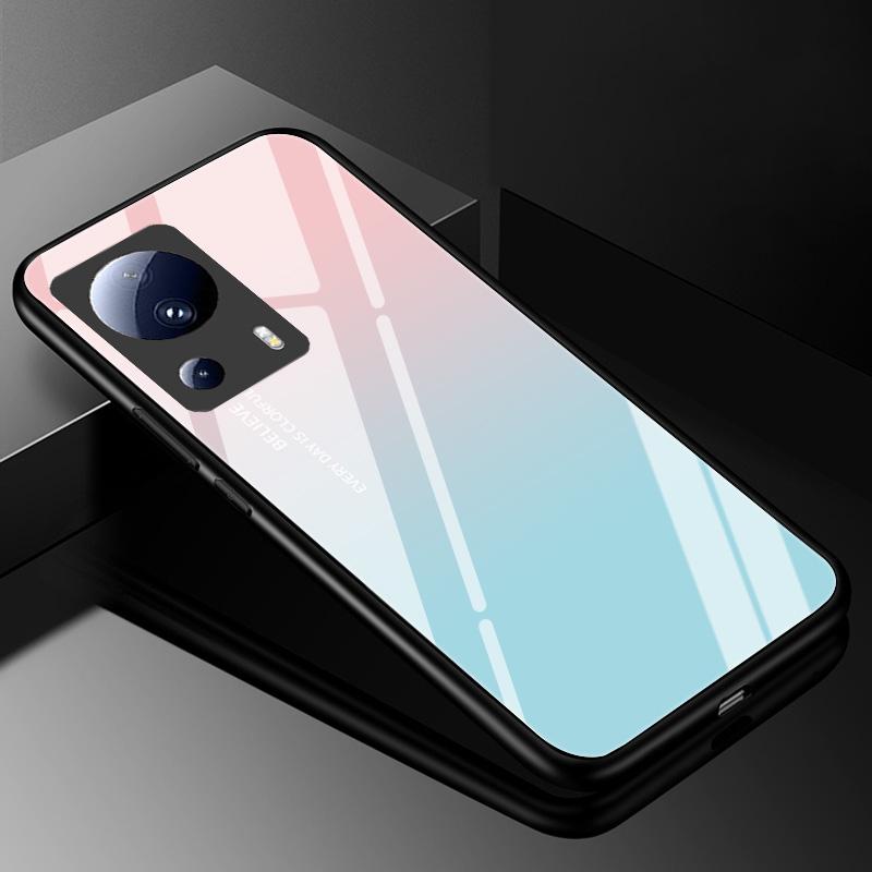 Закаленное Стекло Чехол для Xiaomi 13 Lite 5G Обложка 13Lite Расписной Жесткий Чехол для Телефона Xiaomi Mi 13 Lite Бампер из ТПУ Xiaomi13Lite