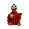 Halloween Pumpkin Statue Spooky Ghost Pumpkin Holding Skull Figurine Resin Gothic Decoration for Indoor Outdoor Home Tabletop Garden Decor