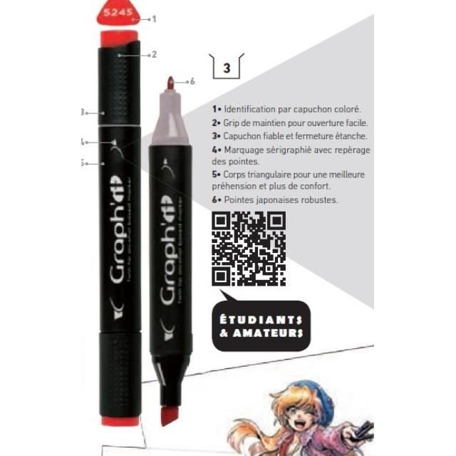 Набор маркеров - GRAPH'IT - 165 штук - Двойной наконечник - Ассорти - Невысыхающие