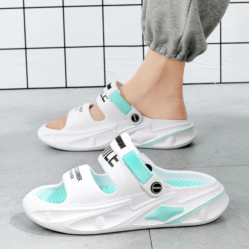 Модные мужские уличные сандалии, шлепанцы, пляжные сабо на толстой подошве, мужская удобная повседневная обувь, садовая обувь, мужские пляжные сандалии