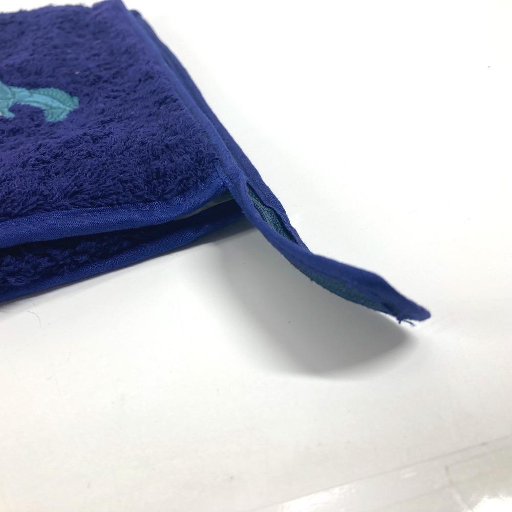 HERMES Horse print pile beach pouch Logo Clutch Bag Multi Pouch pile Navy