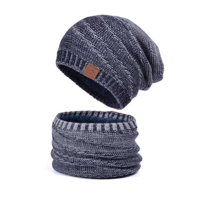 Зимняя шапка, шарф, комплект, женская модная шапка, мужская флисовая подкладка, теплая вязаная шерстяная шапка для отдыха на природе
