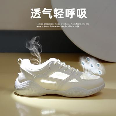 Ins маленькие белые туфли студенческая корейская версия женской обуви tide 2025 весна новая толстая подошва усиливающая дышащая повседневная обувь уличный снимок HY121