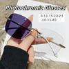 Female Rimless Photochromic Sunglasses Men Women Luxury Near Sight Eyeglasses Trendy Anti-UV Color Changing Myopia Glasses
