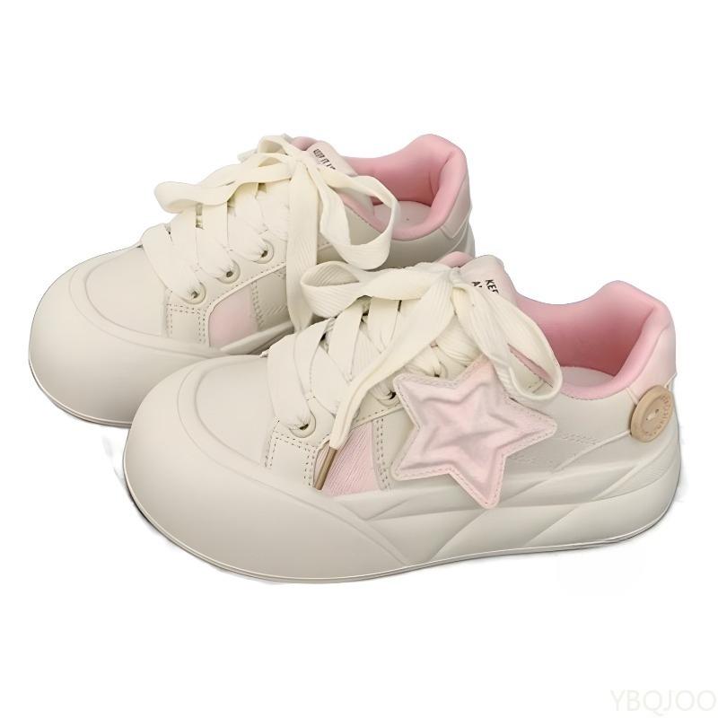 Белые туфли на толстой подошве с круглым носком для женщин, универсальные для весны и лета, простые, удобные, повседневные, нескользящие туфли для ежедневной носки