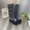 2025 Summer New Women's Cover Heel Sandals Outdoor Buckle Rivet Slip On Knee-High Boots Women Modern Platform Thong Sandals