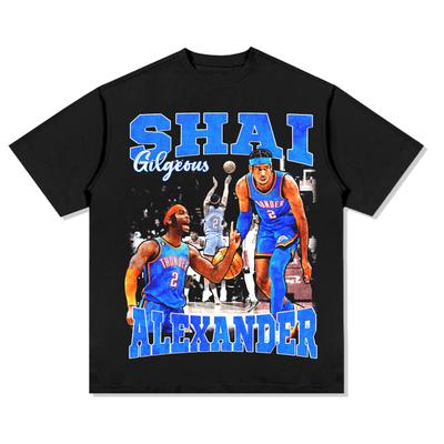 Звезда баскетбола OKC Thunder №2 SGA Александр Принт Хлопковая футболка Мужская футболка Топы Оверсайз Короткий рукав Высокое качество