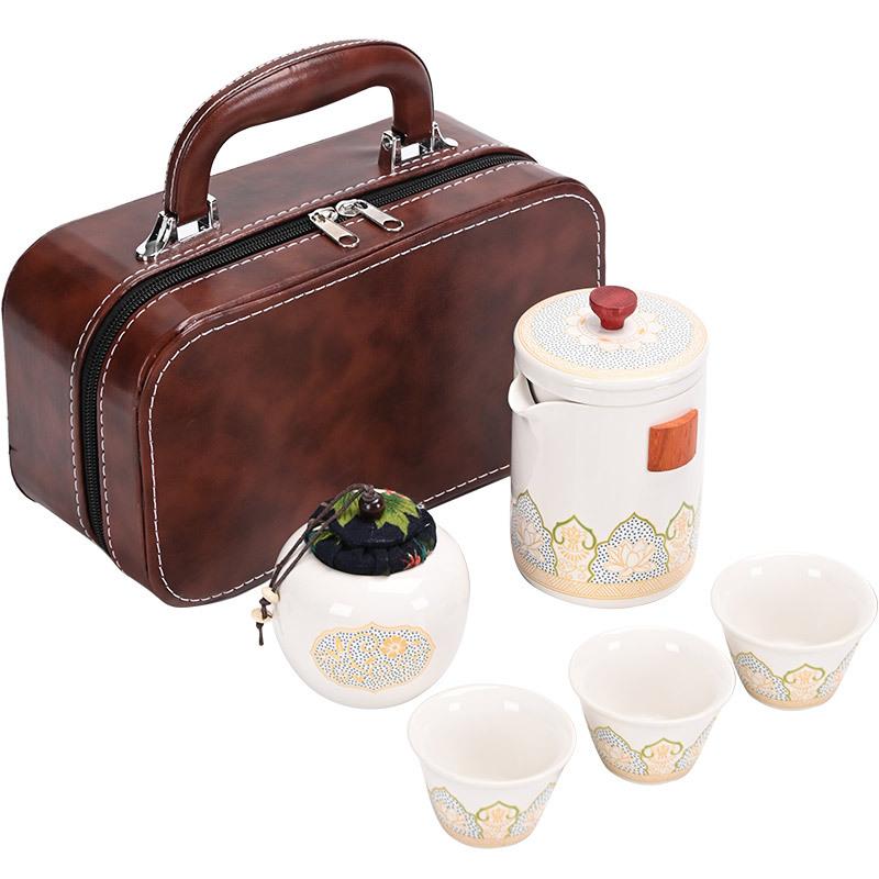 Дорожный набор для чая кунг-фу, маленький набор для улицы, керамическая чашка куайкэ, один чайник, три чашки, сувенир, бизнес, древний стиль, подарки