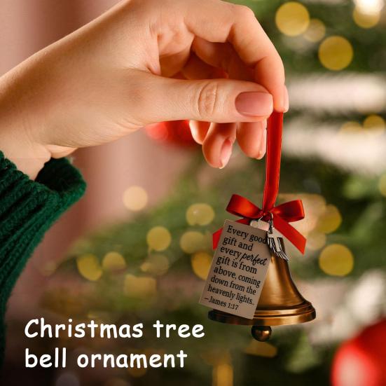 Bible Verses Christmas Bell Ornament Gold Metal Bell Christmas Tree Hanging Decoration for Christian Holiday Home Decor