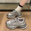 Серебристые кроссовки на небольшой платформе для увеличения роста, новинка осени, повседневная спортивная обувь
