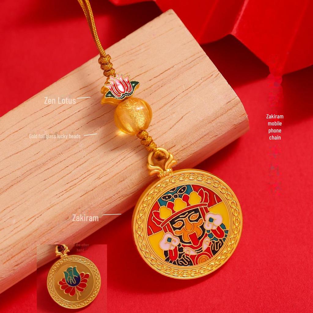 Древний золотой эмалевый кулон Закирам Богиня богатства брелок и брелок для телефона