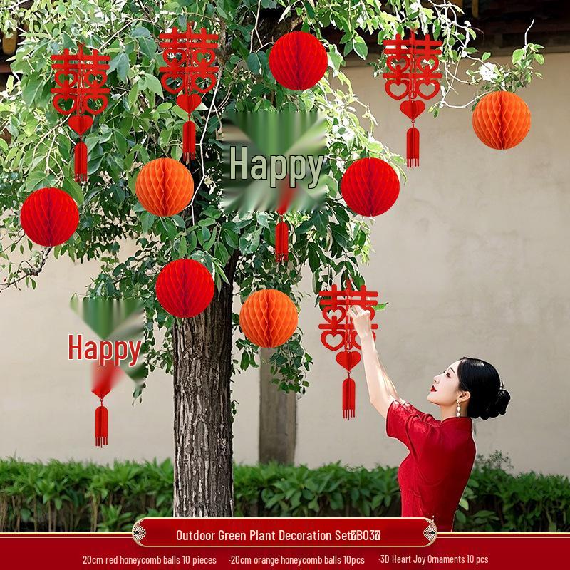 Подвесные фонари в деревенском стиле для украшения дерева - Свадебные и новогодние уличные украшения