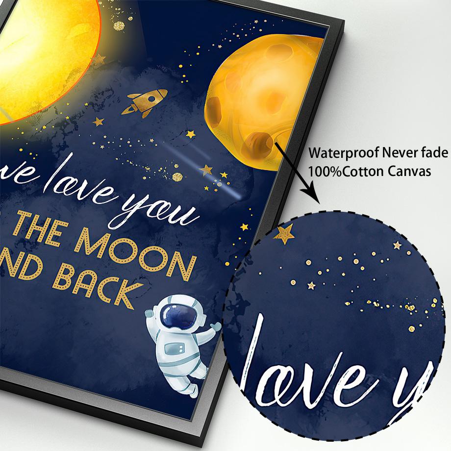 Пользовательские Имя Мальчика Космическая Ракета Астронавт Алфавит Детская Стена Книги по искусству Печать Холст Картина Скандинавский Плакат Декор Фотографии Детская Комната