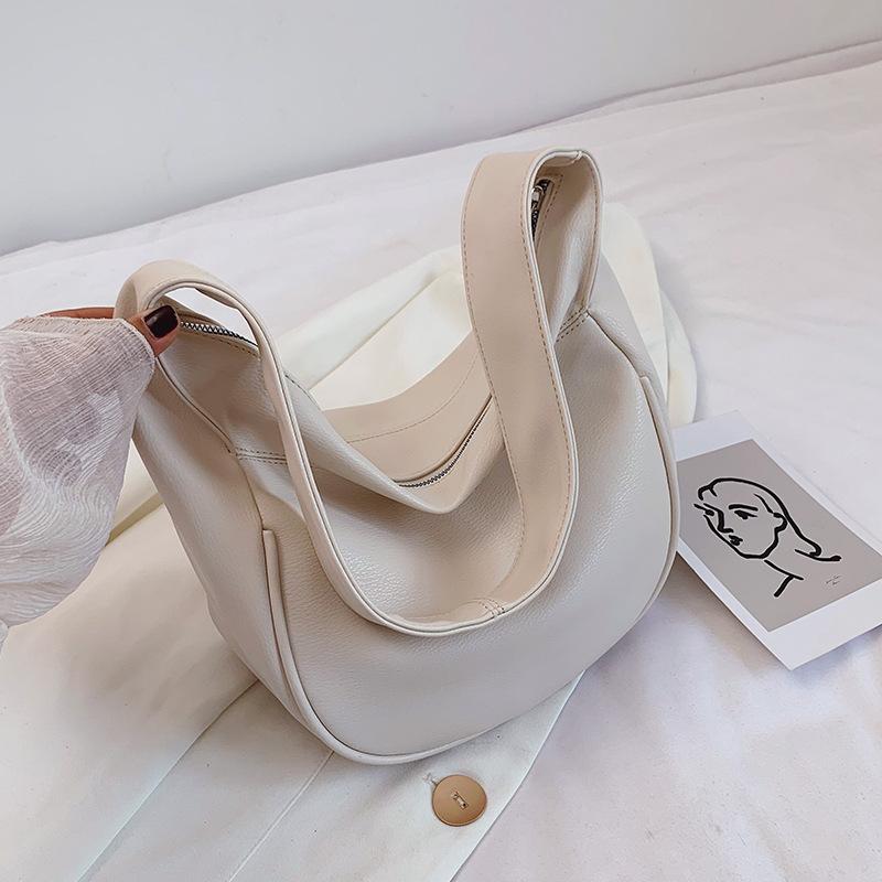 Yogodlns Винтажная сумка через плечо с клецками для женщин, сумка через плечо из искусственной кожи, простая однотонная сумка, большая вместительная сумка-хобо