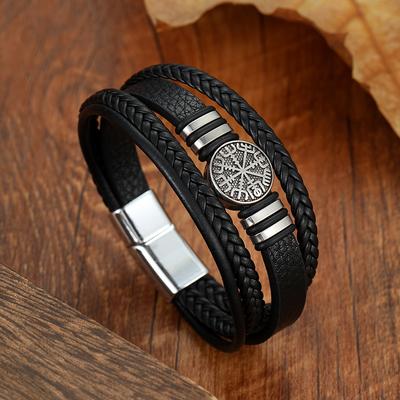 Новый Ретро Браслет-Компас из ПУ Кожи Мужской Браслет Viking Jewelry Аксессуары Браслеты Подарки на Вечеринку